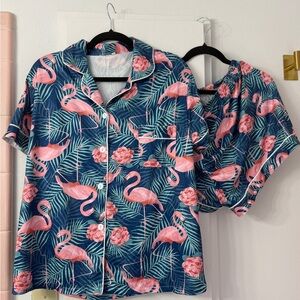 Pink Flamingo Tropical Pajama Set 1217